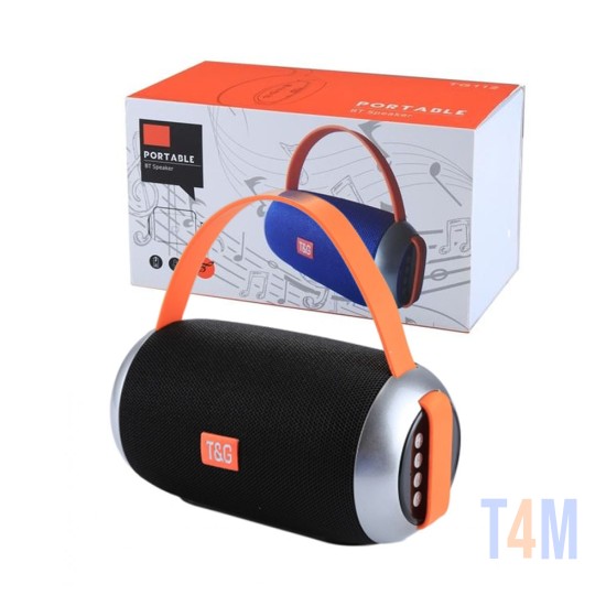 COLUNA BLUETOOTH PORTÁTIL T&G TG-112 CHAMADAS MÃOS-LIVRES/TF/AUX/FM/DISCO U COM MICROFONE PRETO